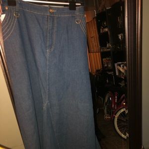 Denim flare maxi skirt